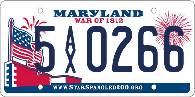 MD license plate 5AX0266