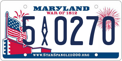 MD license plate 5AX0270