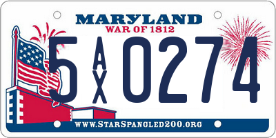 MD license plate 5AX0274