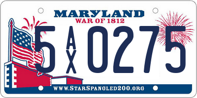 MD license plate 5AX0275