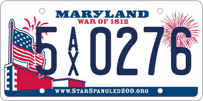 MD license plate 5AX0276