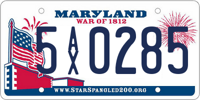 MD license plate 5AX0285