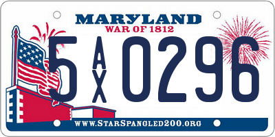 MD license plate 5AX0296