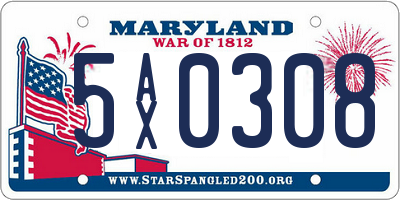 MD license plate 5AX0308