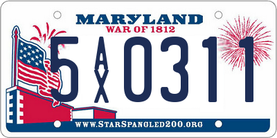 MD license plate 5AX0311