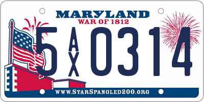 MD license plate 5AX0314