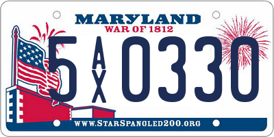 MD license plate 5AX0330