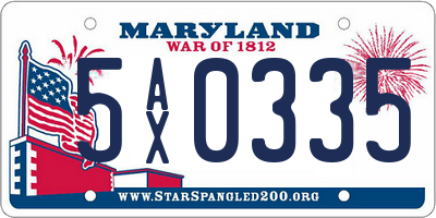 MD license plate 5AX0335