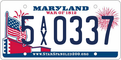 MD license plate 5AX0337