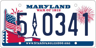 MD license plate 5AX0341