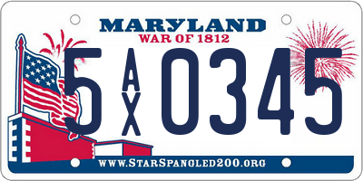 MD license plate 5AX0345