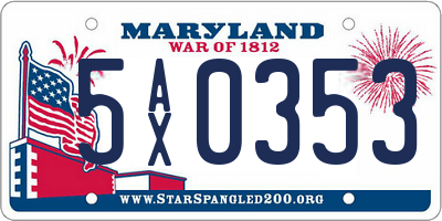 MD license plate 5AX0353