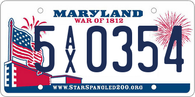 MD license plate 5AX0354