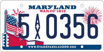 MD license plate 5AX0356