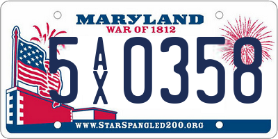 MD license plate 5AX0358