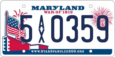 MD license plate 5AX0359