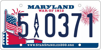 MD license plate 5AX0371