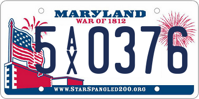 MD license plate 5AX0376