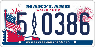 MD license plate 5AX0386