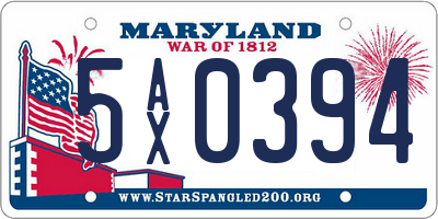 MD license plate 5AX0394