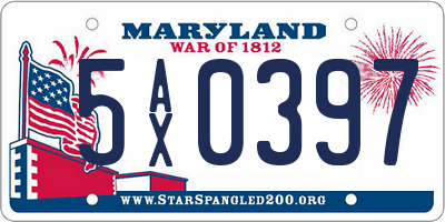 MD license plate 5AX0397