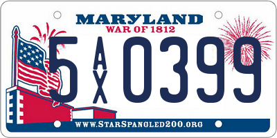 MD license plate 5AX0399