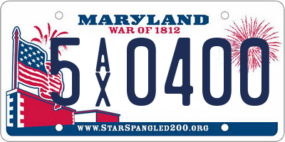MD license plate 5AX0400