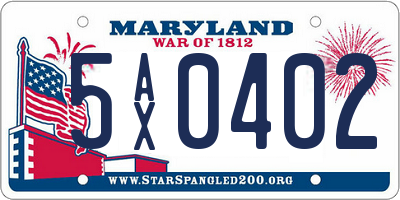 MD license plate 5AX0402