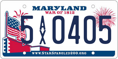 MD license plate 5AX0405