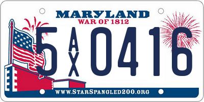 MD license plate 5AX0416