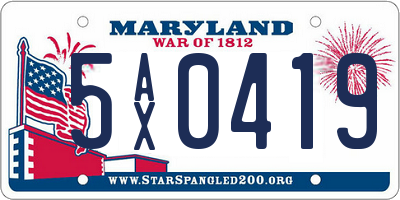 MD license plate 5AX0419