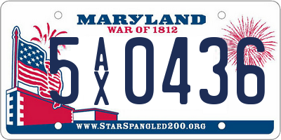MD license plate 5AX0436