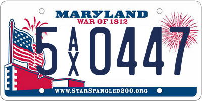 MD license plate 5AX0447