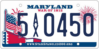 MD license plate 5AX0450