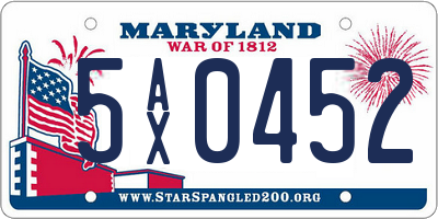 MD license plate 5AX0452