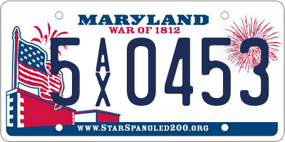MD license plate 5AX0453