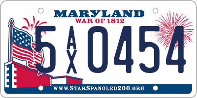 MD license plate 5AX0454