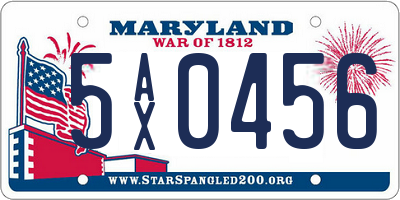 MD license plate 5AX0456