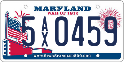 MD license plate 5AX0459