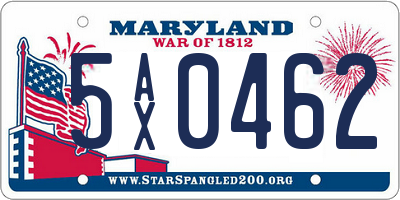 MD license plate 5AX0462