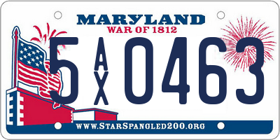 MD license plate 5AX0463
