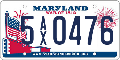 MD license plate 5AX0476