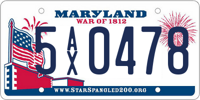 MD license plate 5AX0478