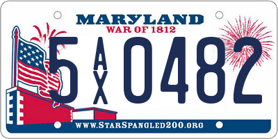 MD license plate 5AX0482