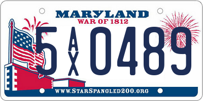 MD license plate 5AX0489
