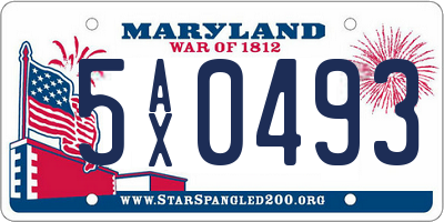 MD license plate 5AX0493