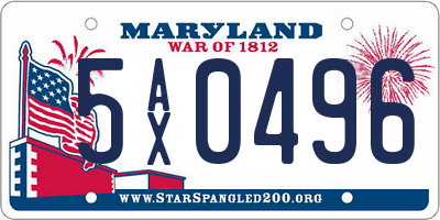 MD license plate 5AX0496