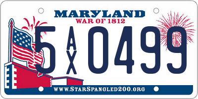 MD license plate 5AX0499