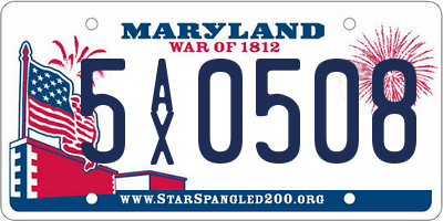MD license plate 5AX0508