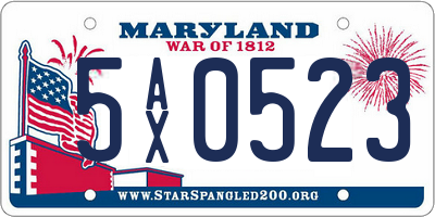 MD license plate 5AX0523